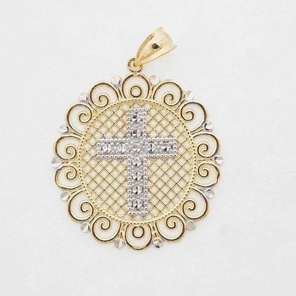 Estate Sale Men's 10k Multi-Tone Gold Religious Charm Pendant 2.10g